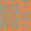 Bamboo Candy, Blue on Orange