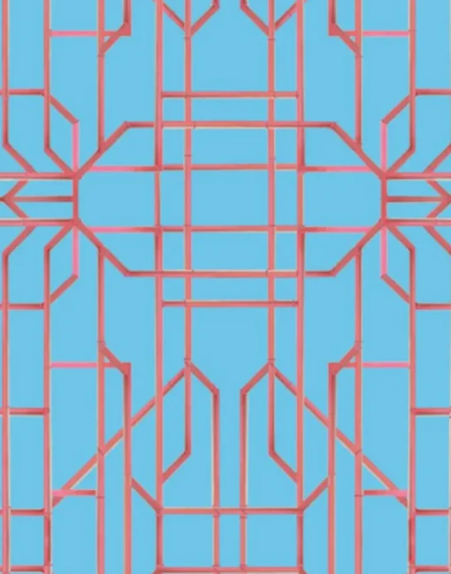 Bamboo Candy, Red on Swedish Blue