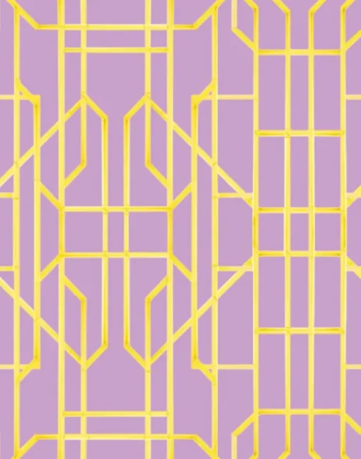 Bamboo Candy, Yellow on Lilac