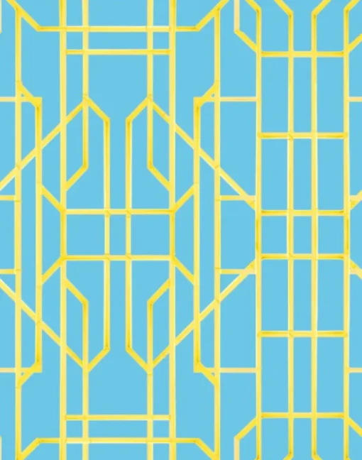 Bamboo Candy, Yellow on Swedish Blue