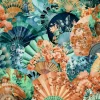 Blossom Fabdango, Teal & Burnt Orange