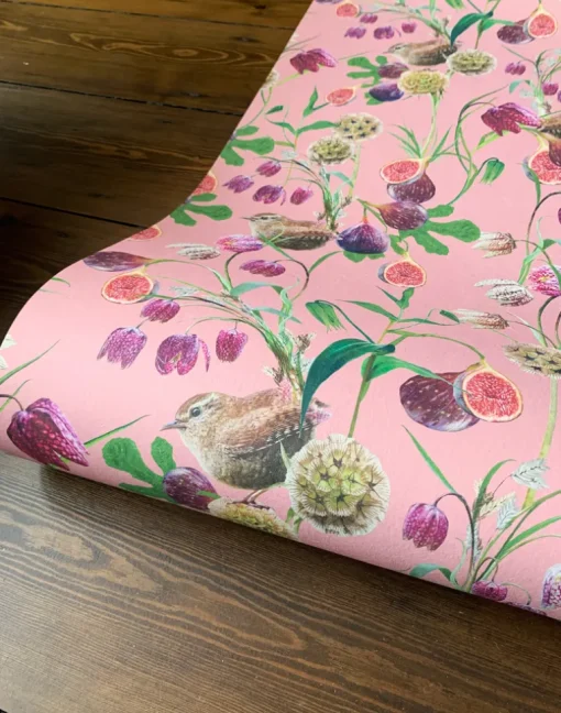 Botanical Wren, Pink Rose