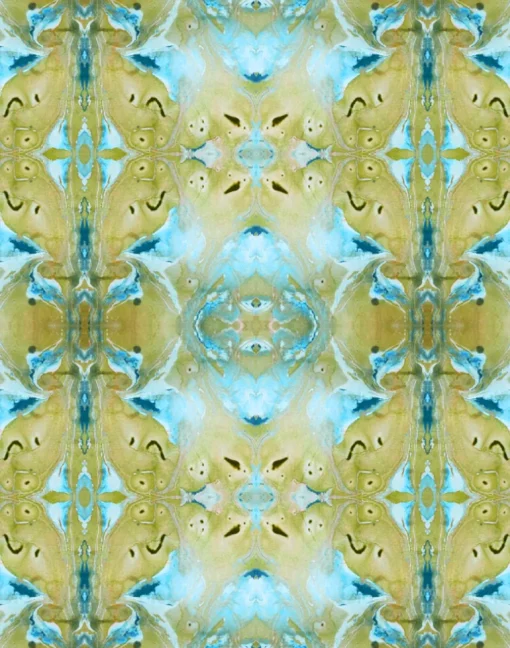 Celery & Teal Damask
