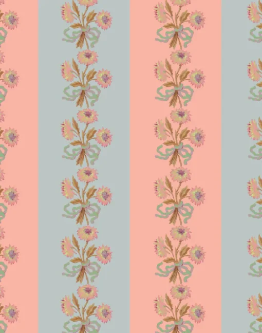 Chateau Stripe, Peach and Cloud