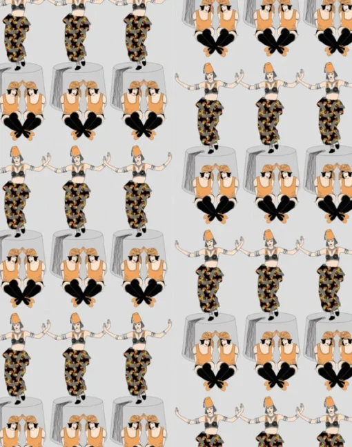 Deco Fez Hats, Orange