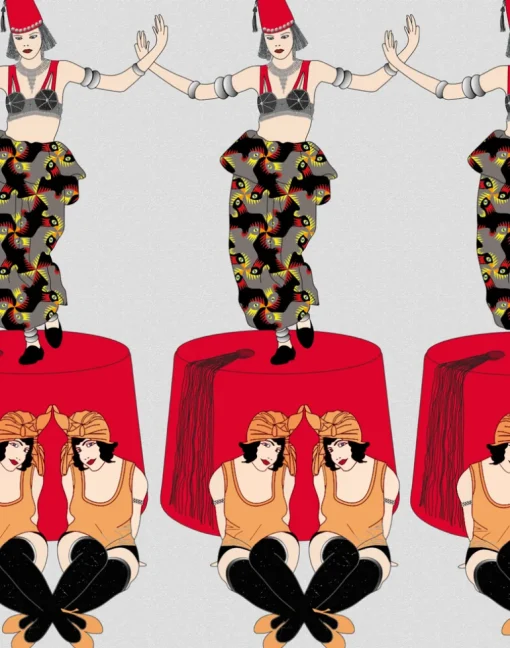 Deco Fez Hats, Red