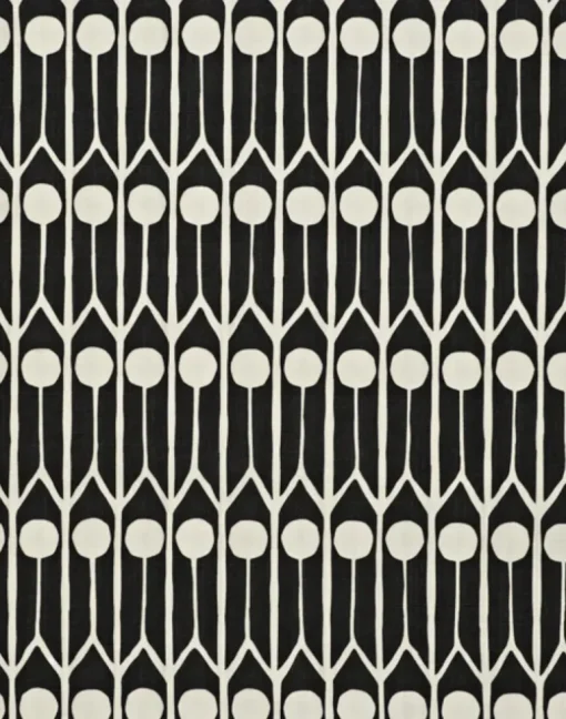 Feathers Cotton Fabric, Black / White