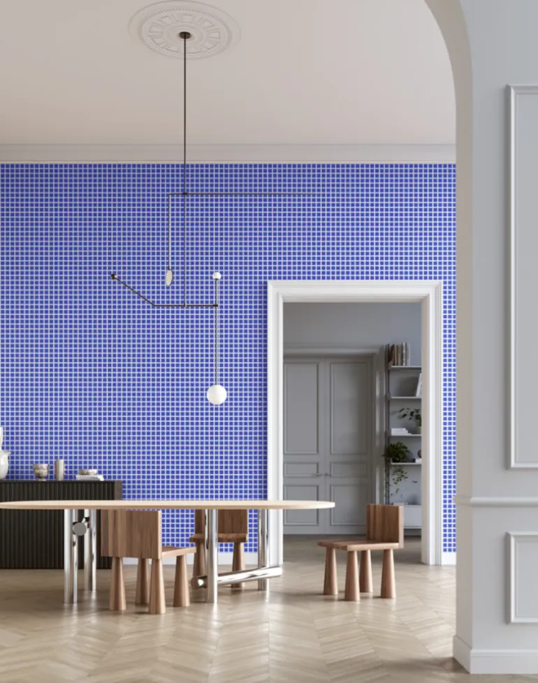 Grid - Small Bold, Line: White | Background: Blue