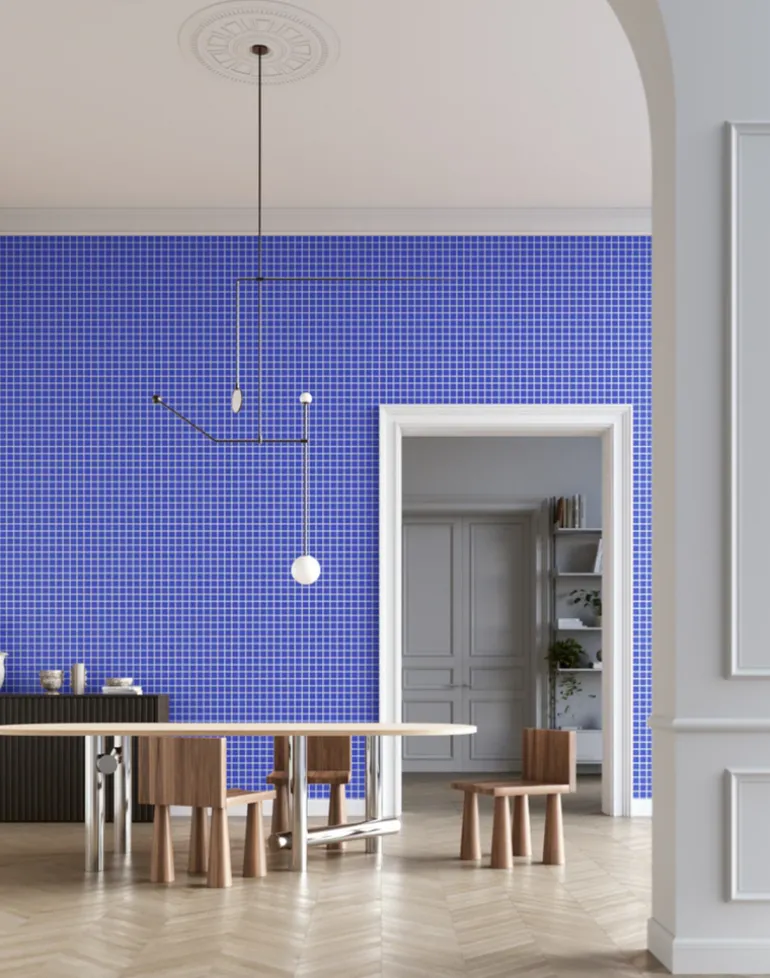 Grid - Small Thin, Line: White | Background: Blue