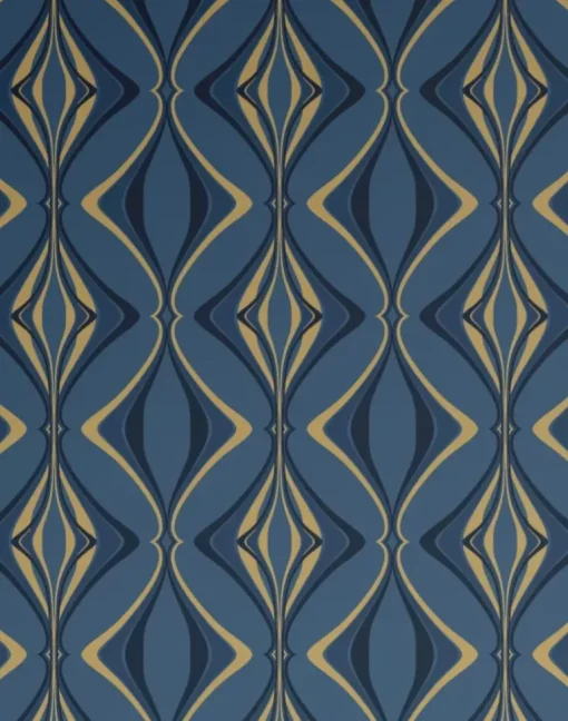 Hourglass, Teal Gold on Blue