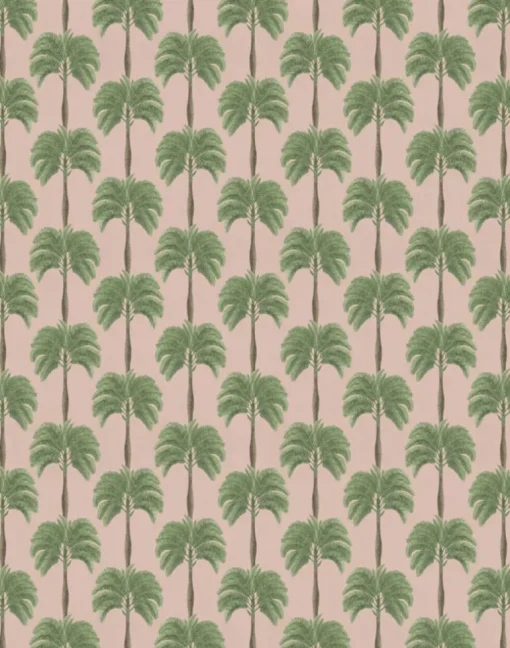 Little Palma Linen Fabric, Flamingo