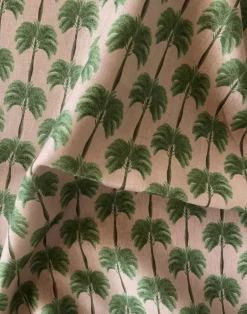Little Palma Linen Fabric, Flamingo