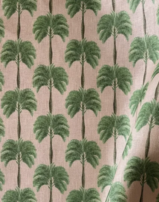 Little Palma Linen Fabric, Flamingo
