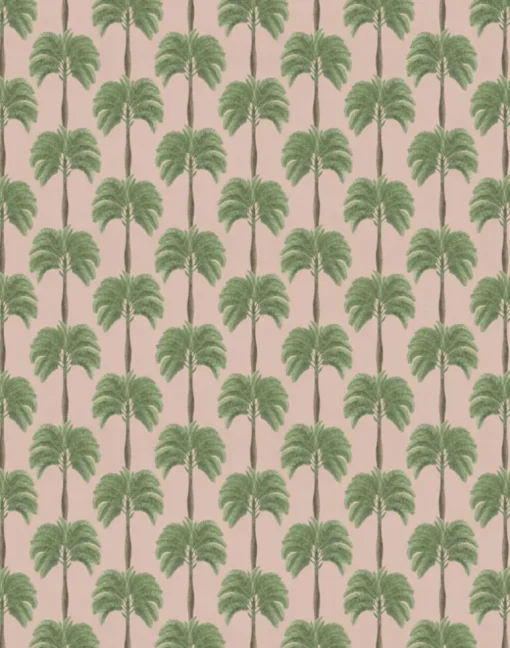 Little Palma Velvet Fabric, Flamingo