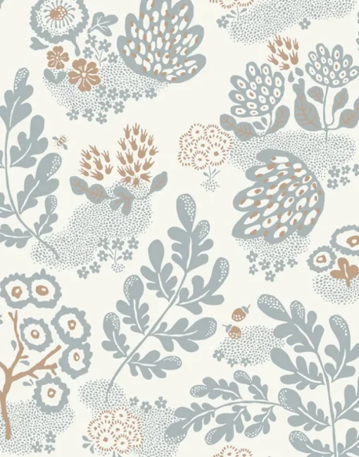 May Linen Fabric, Dusty Blue / Ivory