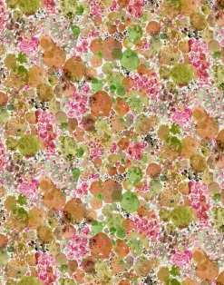 Moss, Peach - Linen Fabric