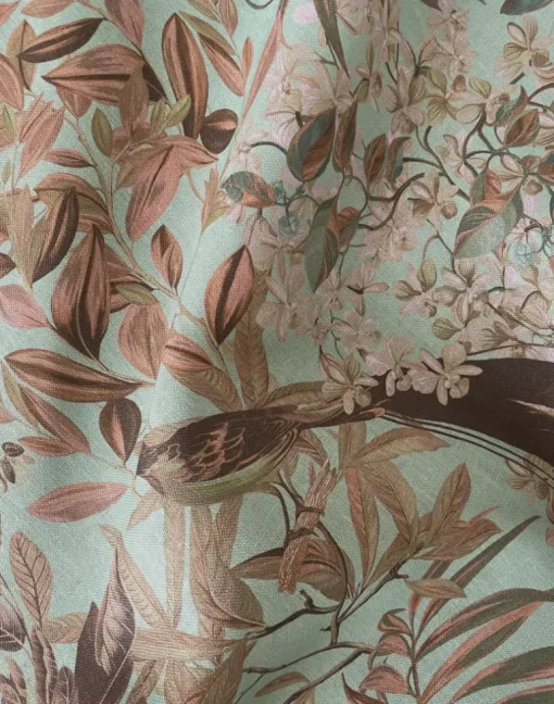 Resplendent Woods Linen Fabric, Teal