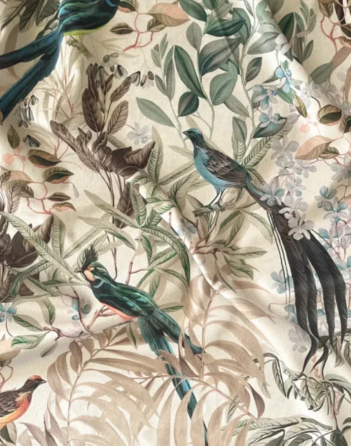 Resplendent Woods Velvet Fabric, Shaded White