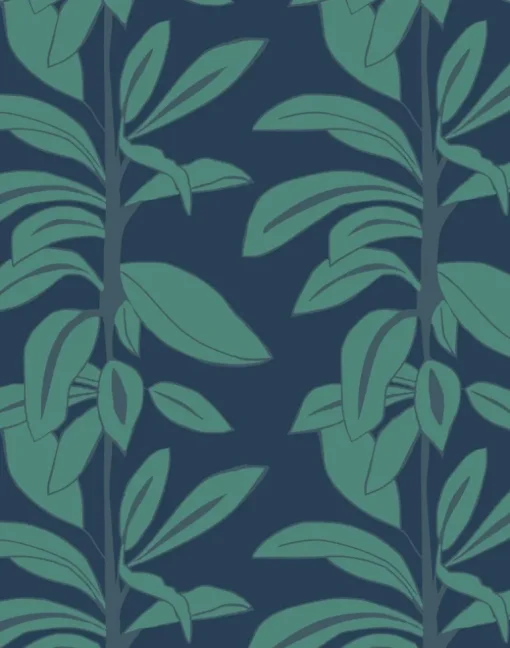 Rubber Plant, Leaves at Midnight