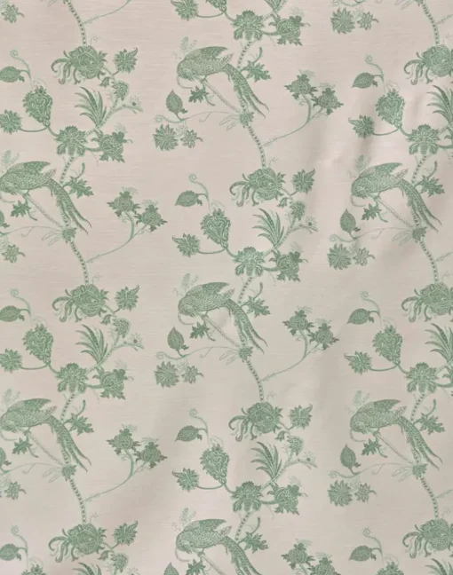 Vintage Bird Trail Fabric, Plaster / Green