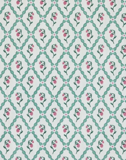 Wild Strawberry Trellis Fabric, Vintage Cream